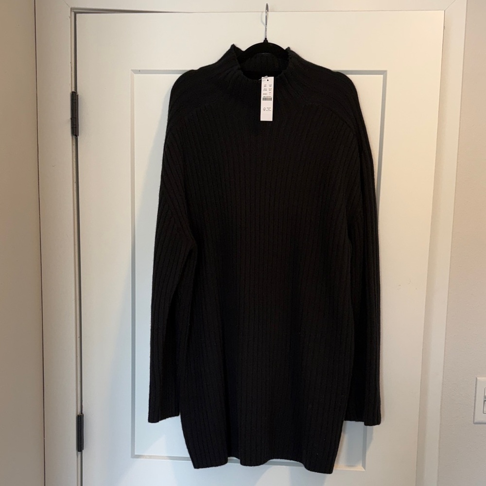 J. Crew Black Ribbed Mock Neck Sweater Dress - sz L